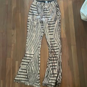 New sequin fit n flare pants